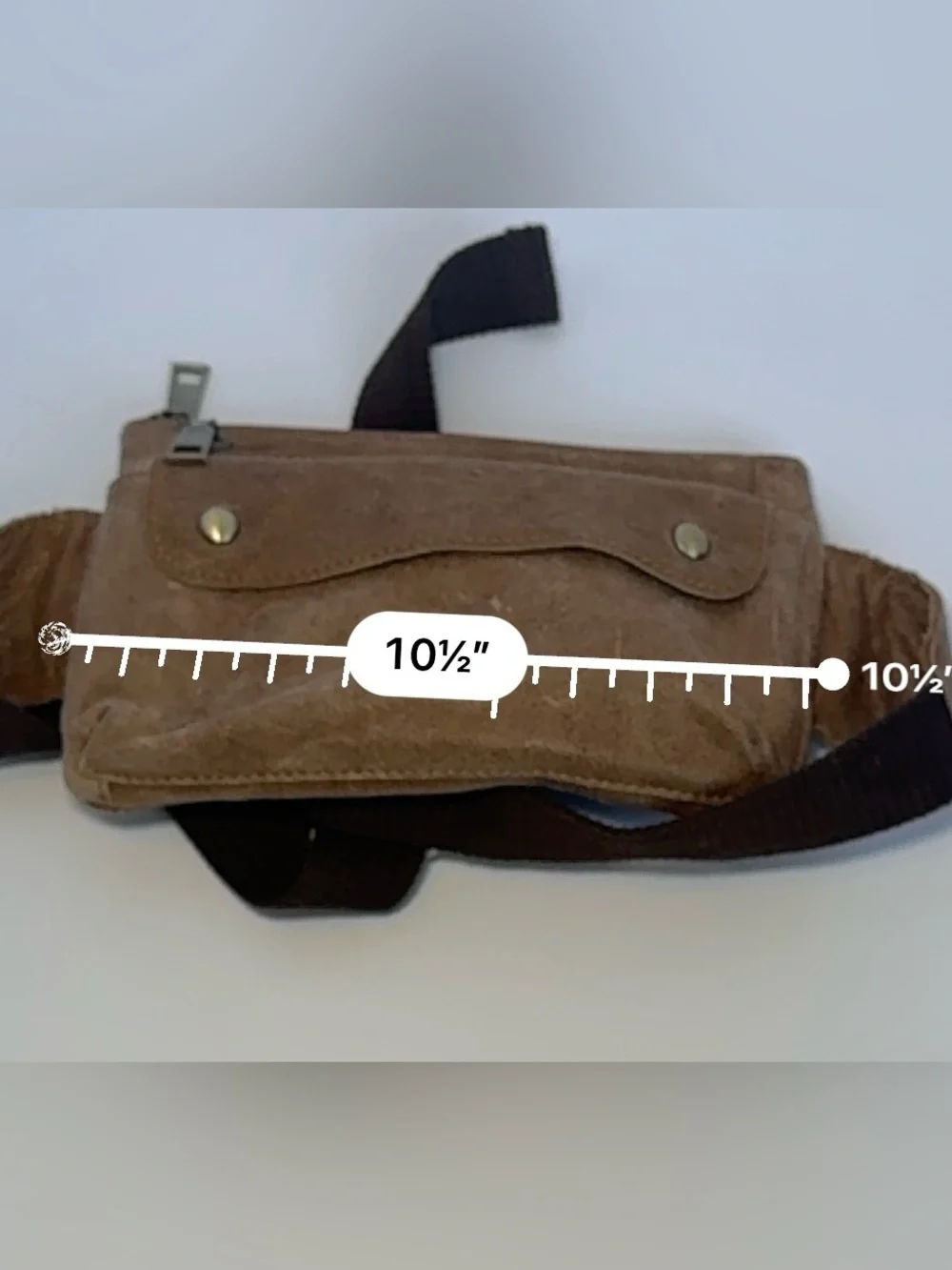 Loyofun Genuine Brown Leather Fanny Pack Waist Bag Brass Metal Buckle Vintage